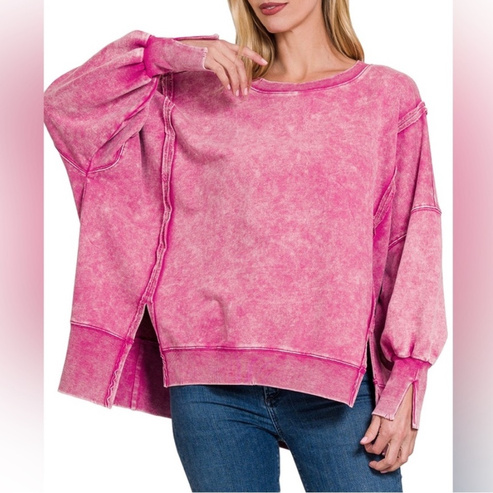 #50 CLOSEOUT FIRM 🌸New! Oversized Acid Wash Sweatshirt - Picture 2 of 3